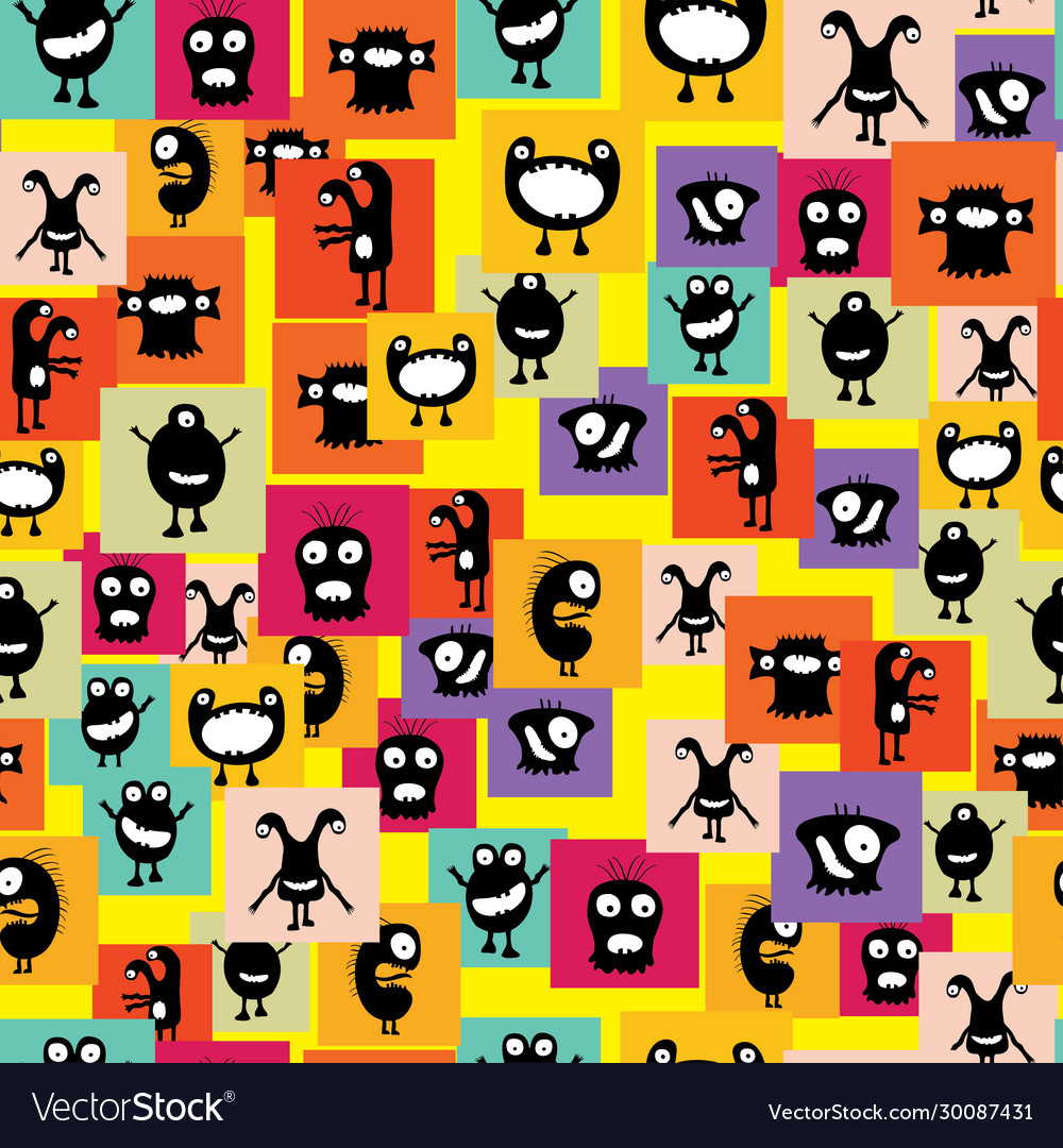 Funny and crazy monsters seamless pattern