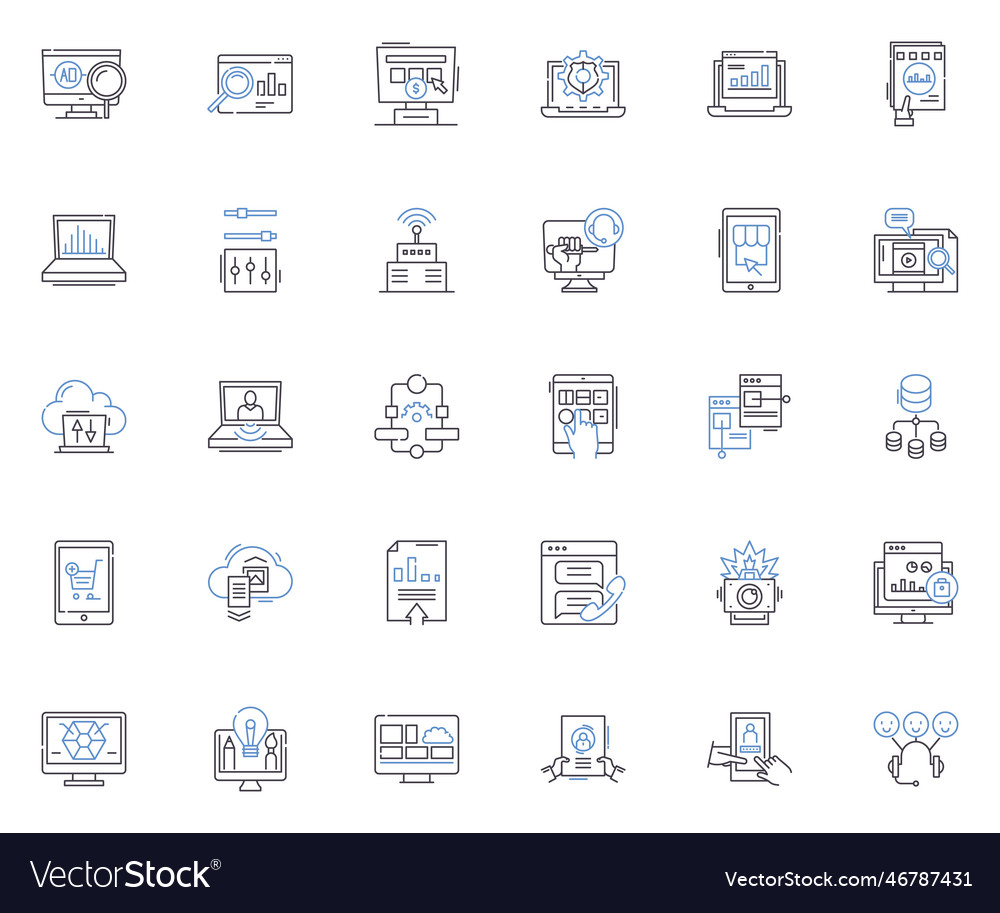 Gadget line icons collection technology Royalty Free Vector