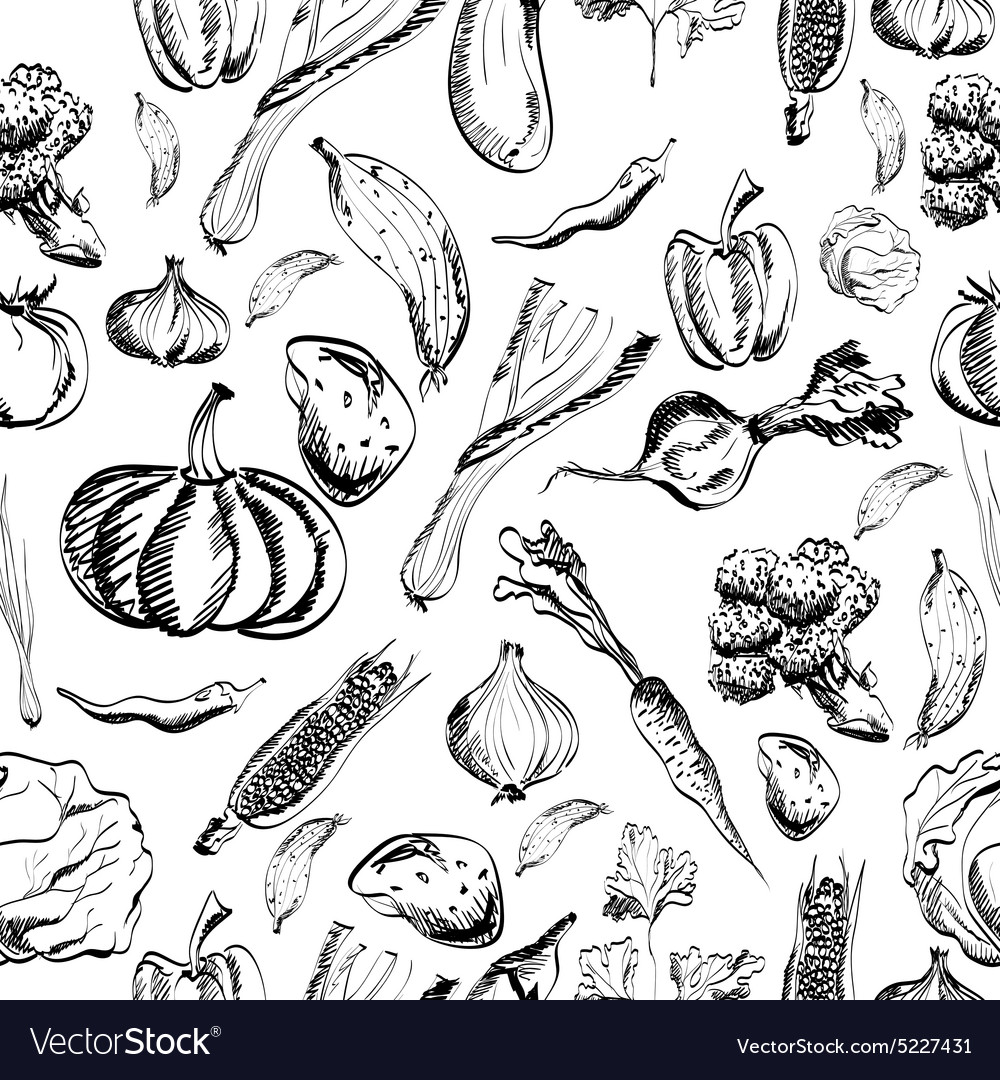 Hand drawn vegetables set on a background