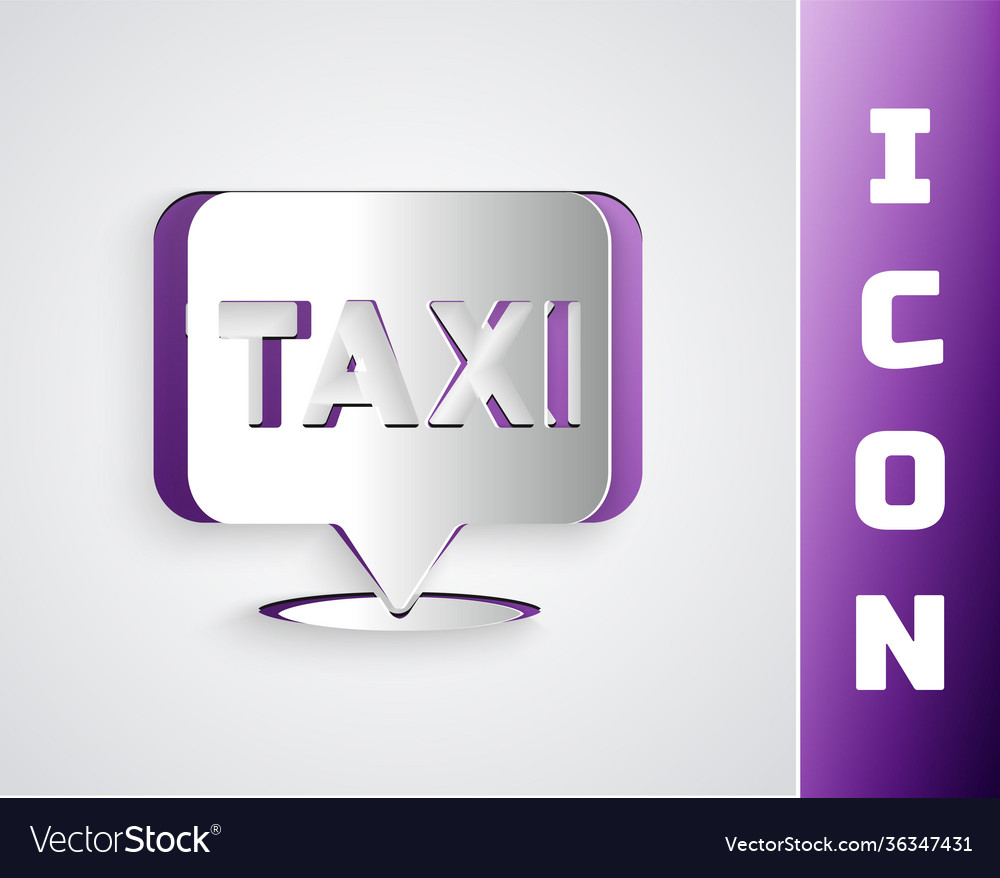 Paper cut map pointer with taxi icon isolated vector image Paper cut map pointer with taxi icon isolated