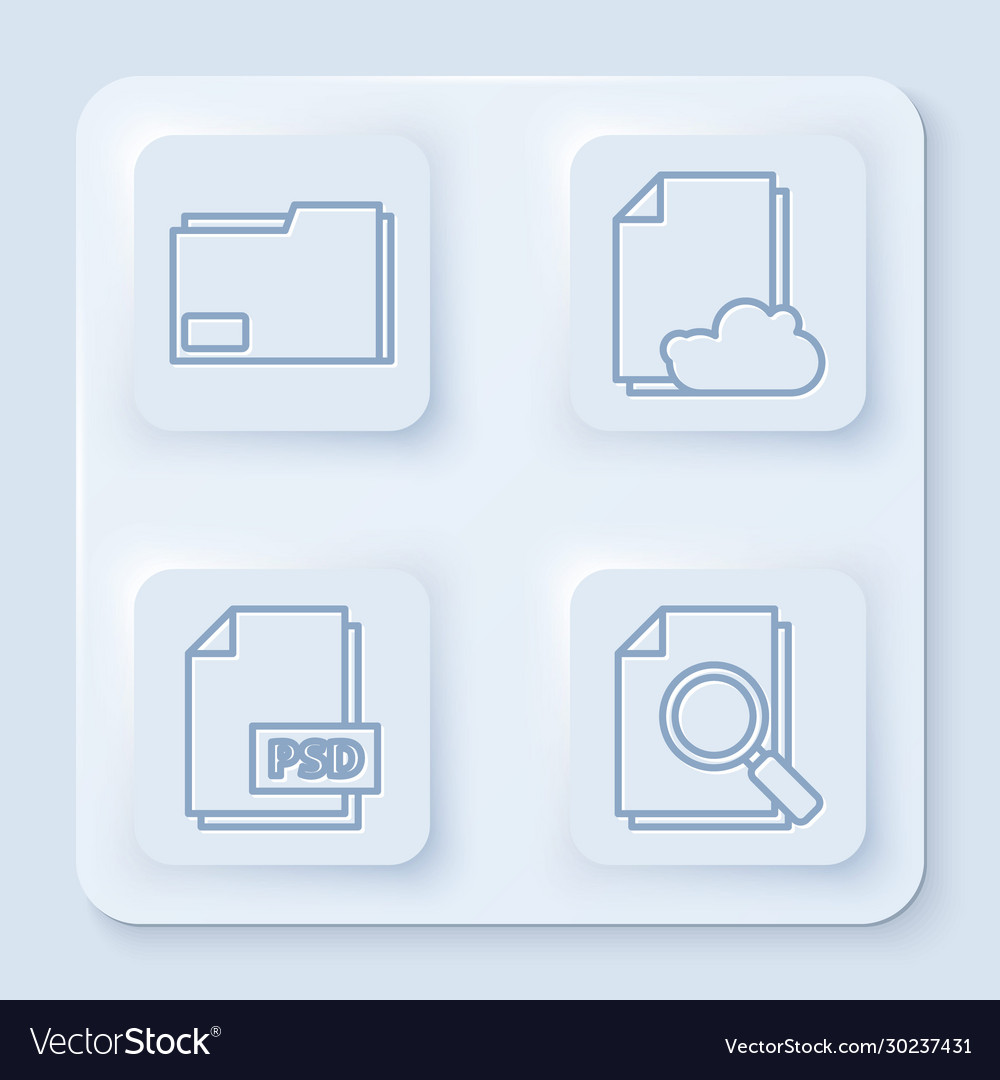 Set line document folder cloud storage text vector image Set line document folder cloud storage text
