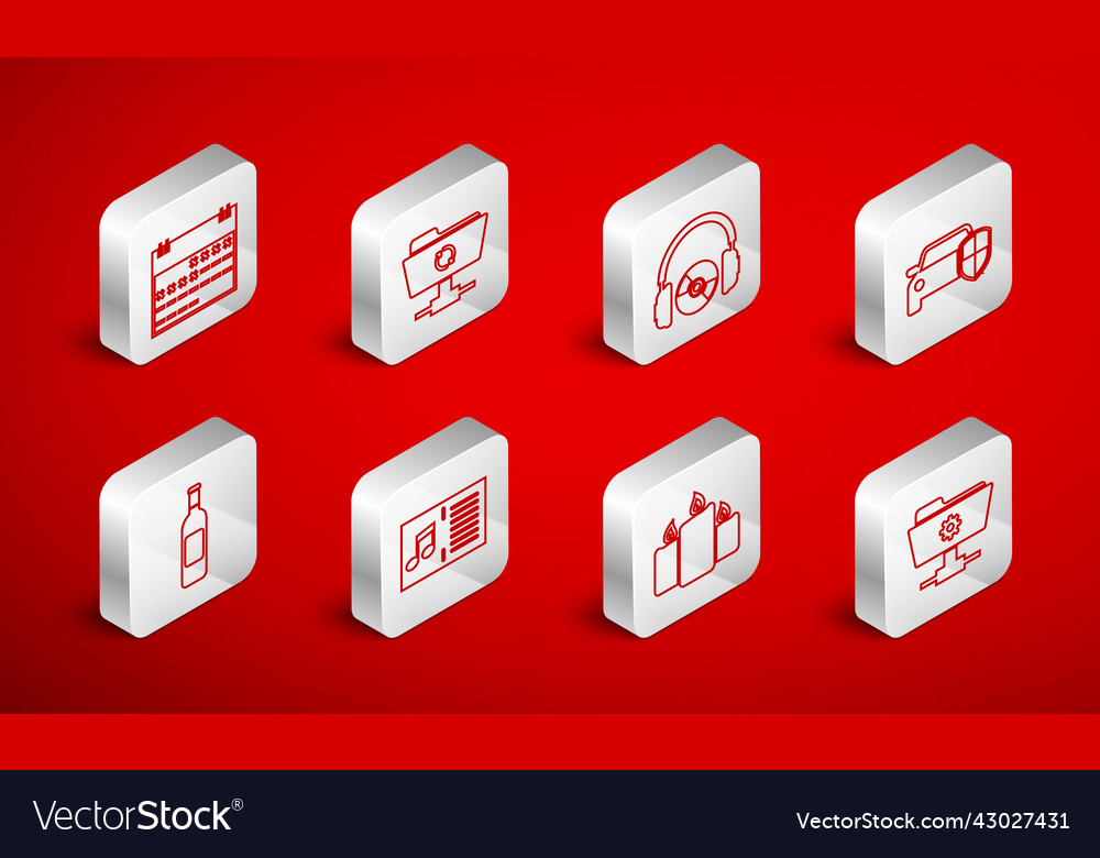 Set line ftp settings folder sync refresh vector image Set line ftp settings folder sync refresh