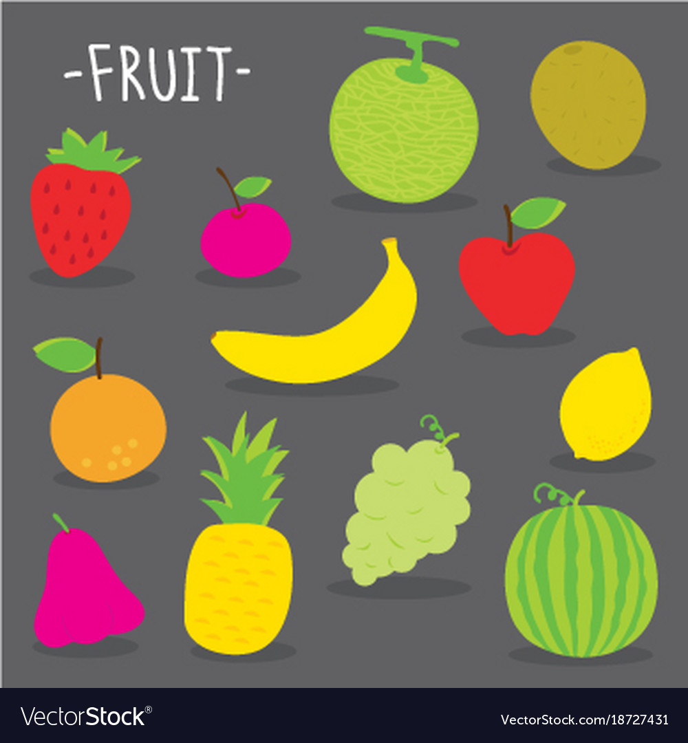 Sticker fruit cute cartoon Royalty Free Vector Image