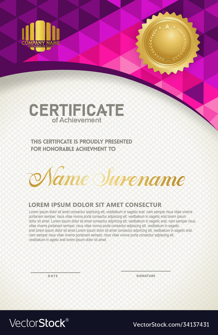 Vertical certificate template with triangle Vector Image Vertical certificate template with triangle