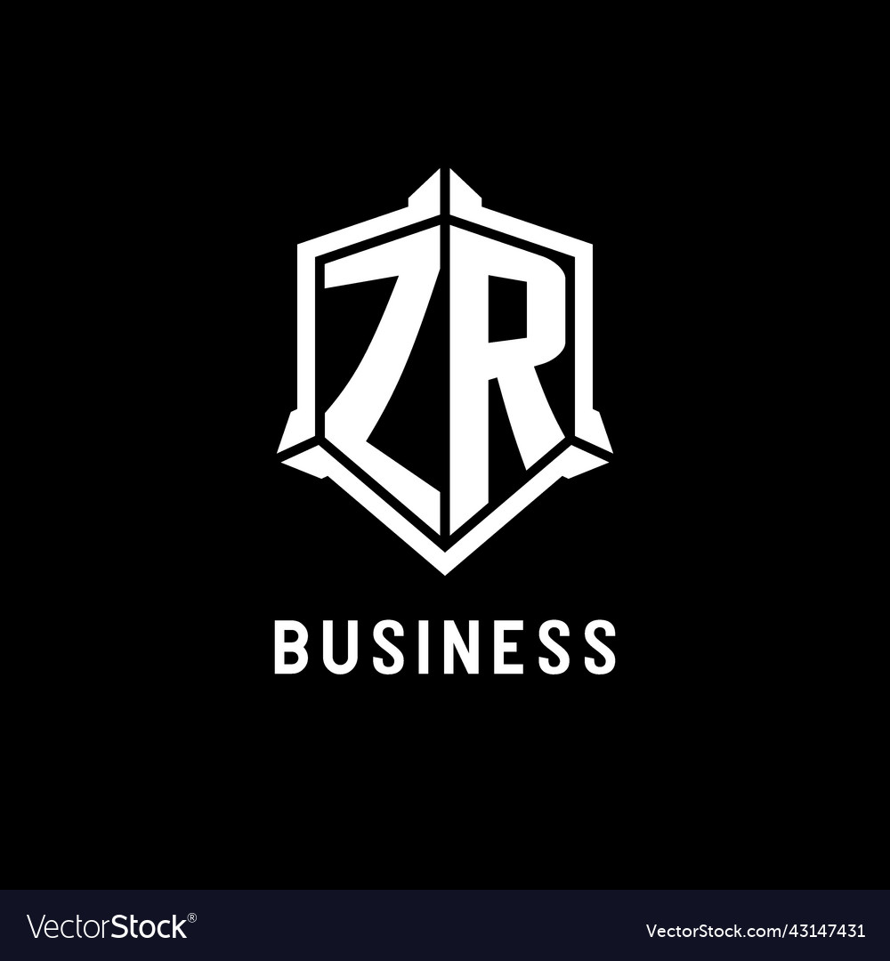 Zr logo initial with shield shape design style Vector Image Zr logo initial with shield shape design style