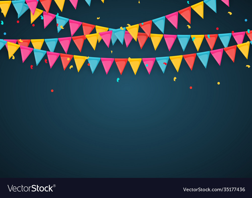 Banner with garland flags and ribbons holiday