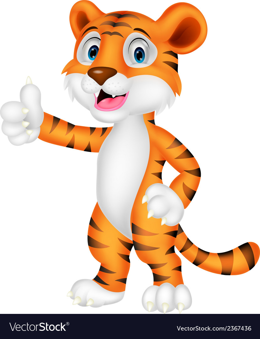 Cute Cartoon Tiger Giving a Thumb Up