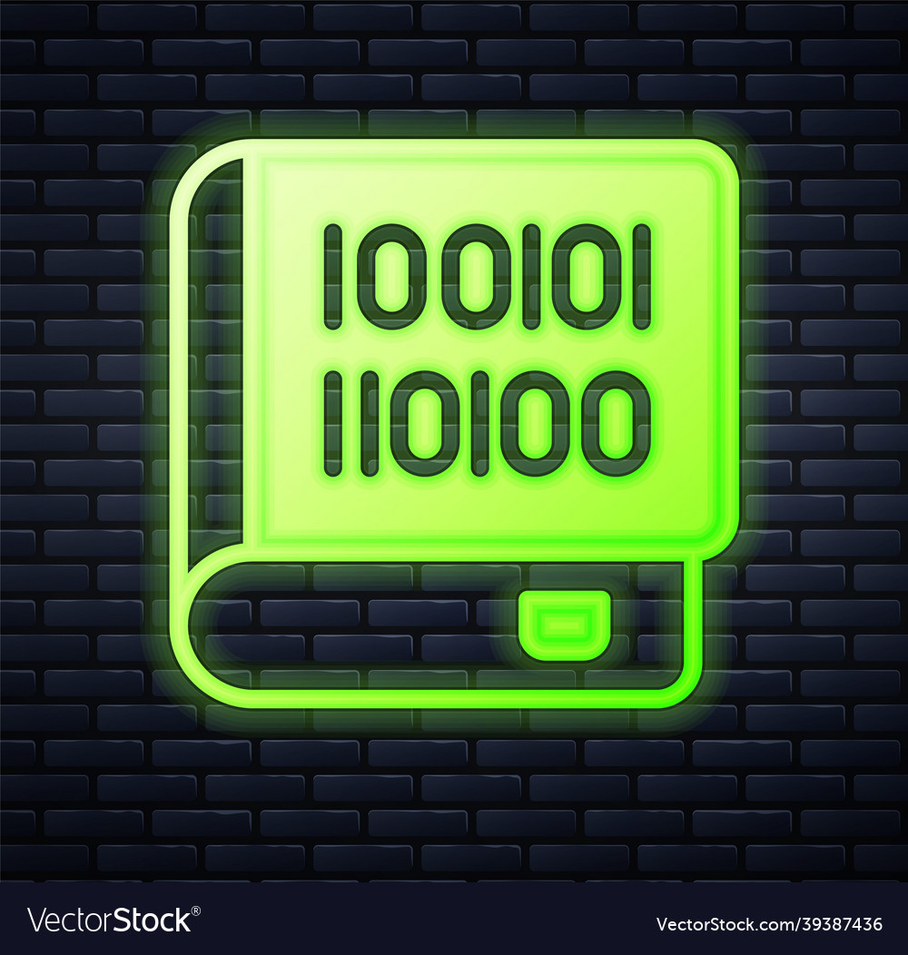 Glowing neon books about programming icon isolated vector image Glowing neon books about programming icon isolated