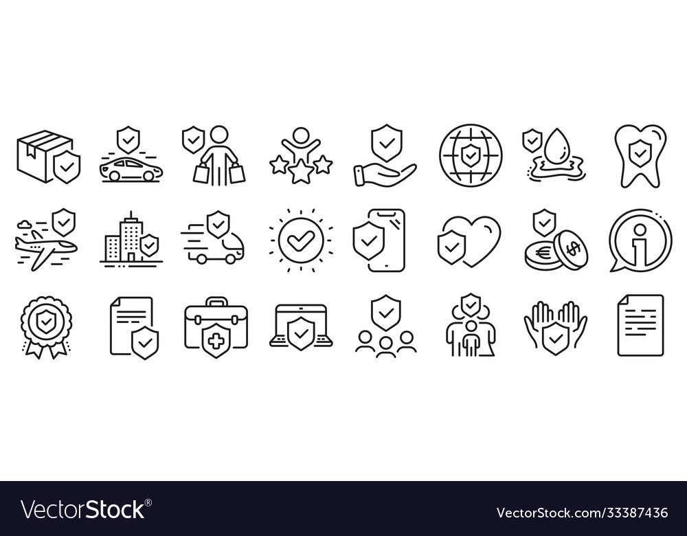 Insurance line icons health care risk help Vector Image