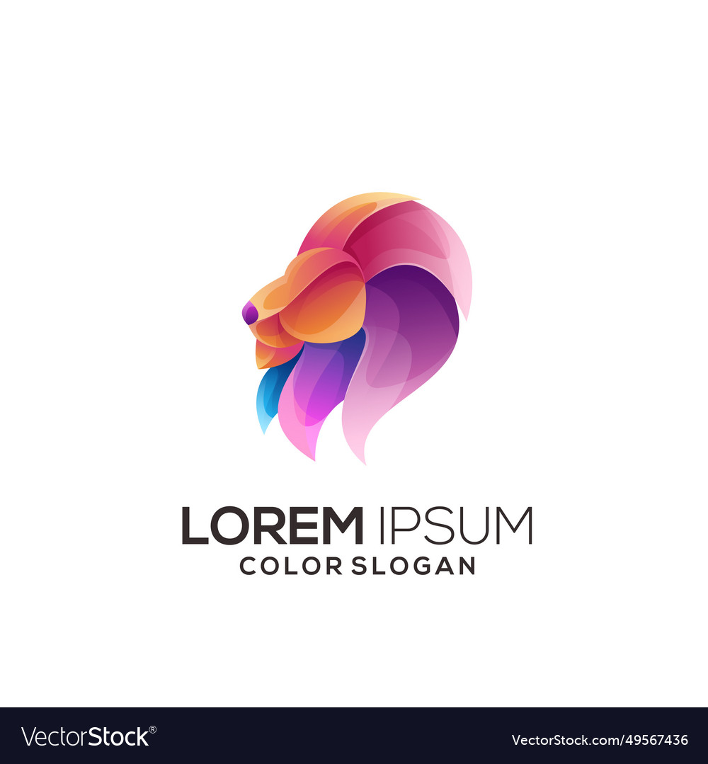 Lion Logo Colorful Gradient Royalty Free Vector Image