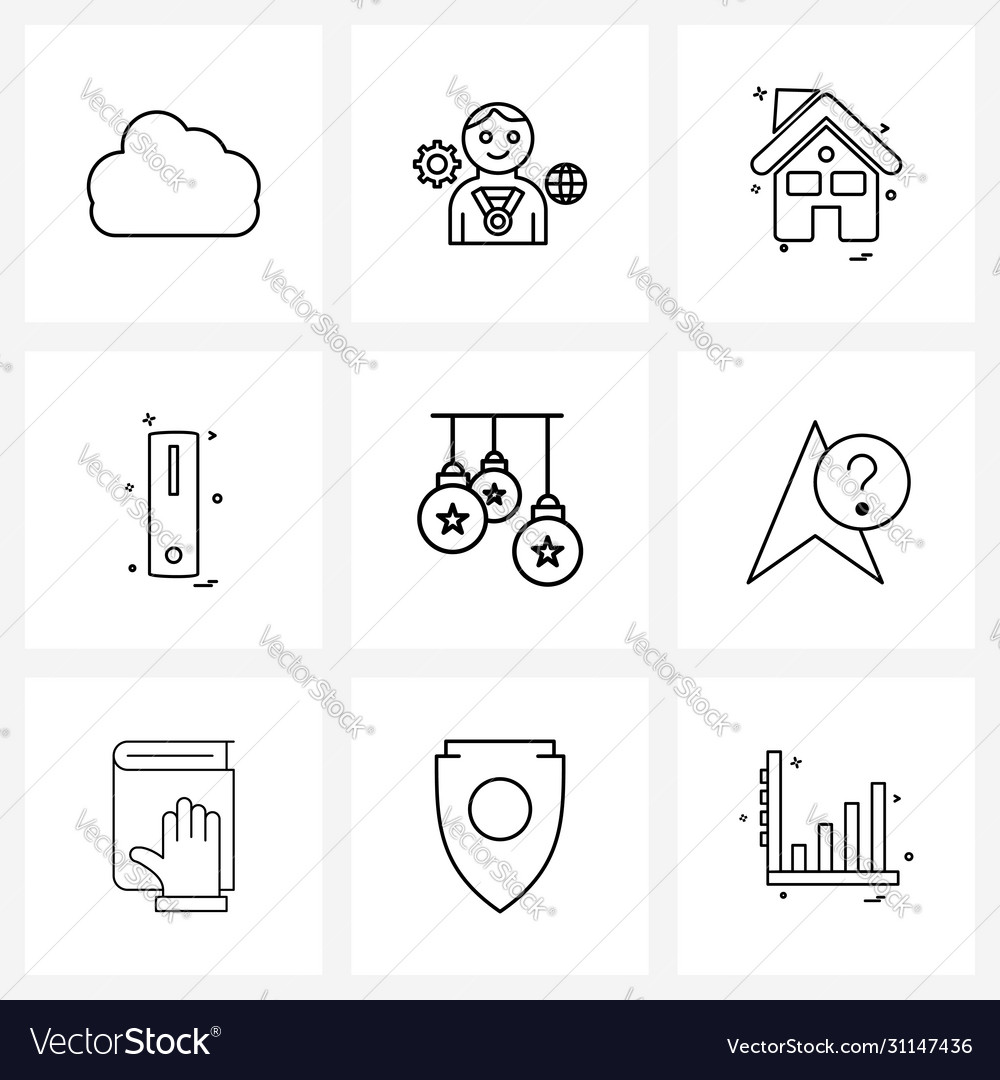 Modern style set 9 line pictograph grid based
