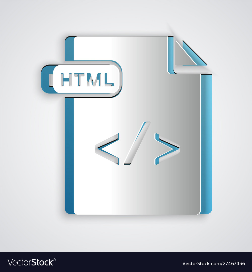 Paper cut html file document download button vector image Paper cut html file document download button