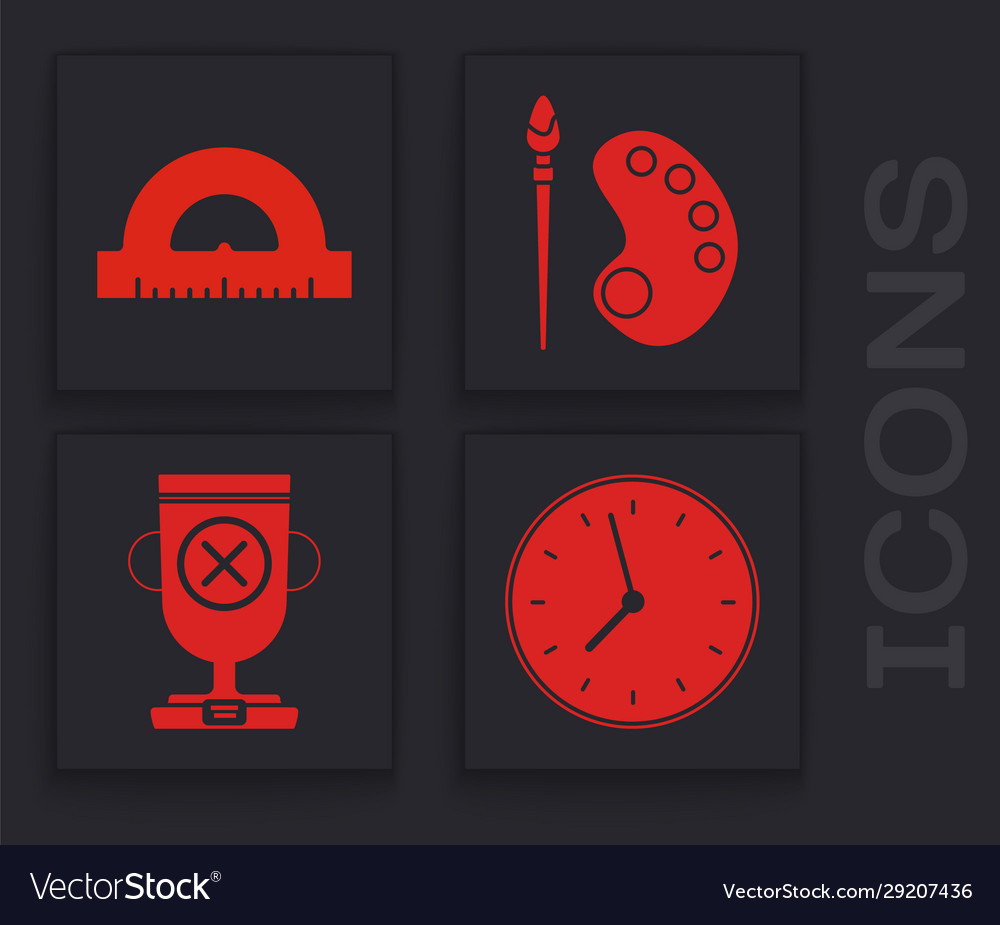 Set clock protractor grid for measuring degrees vector image Set clock protractor grid for measuring degrees