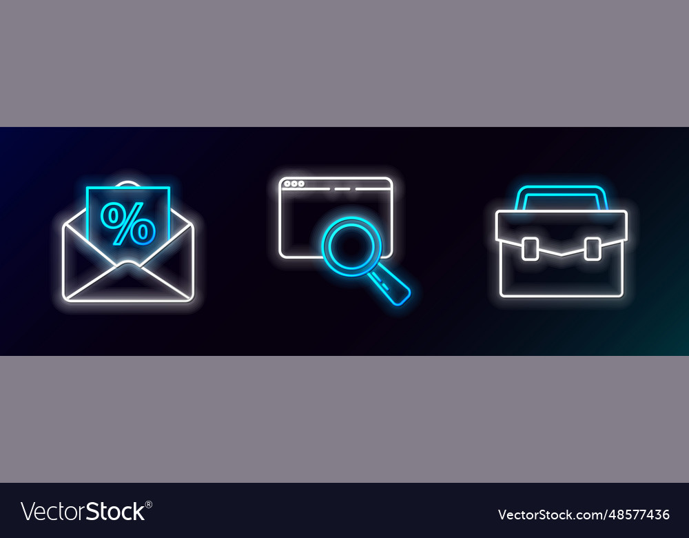 Set line briefcase envelope with an interest vector image Set line briefcase envelope with an interest