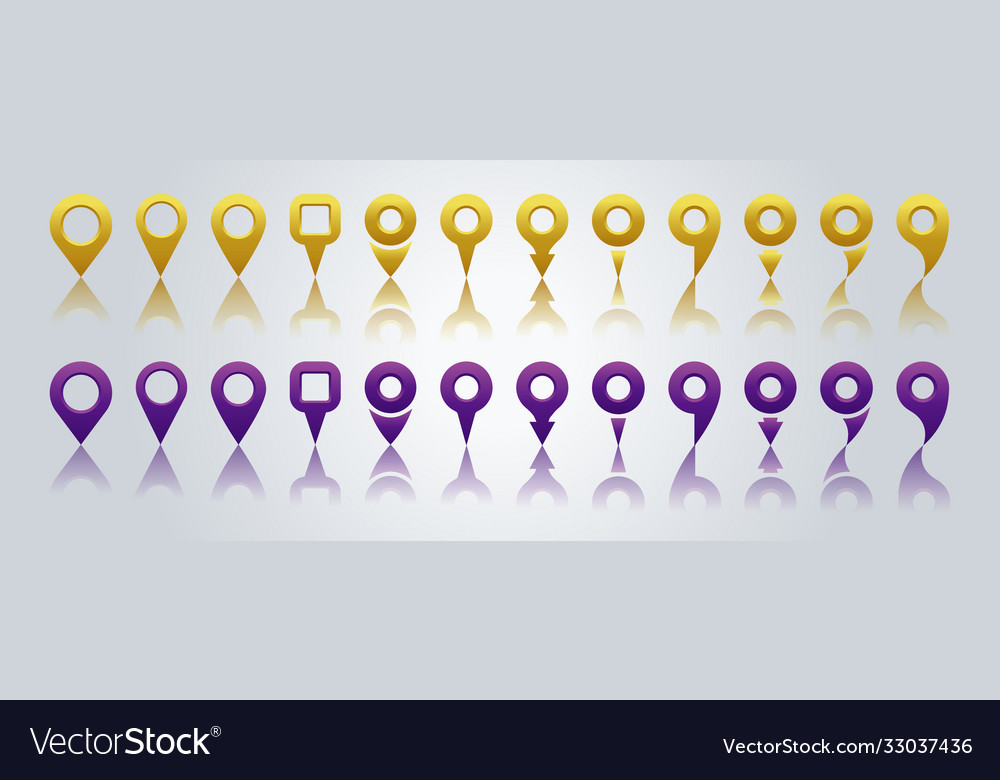 Set location map icons with shadow