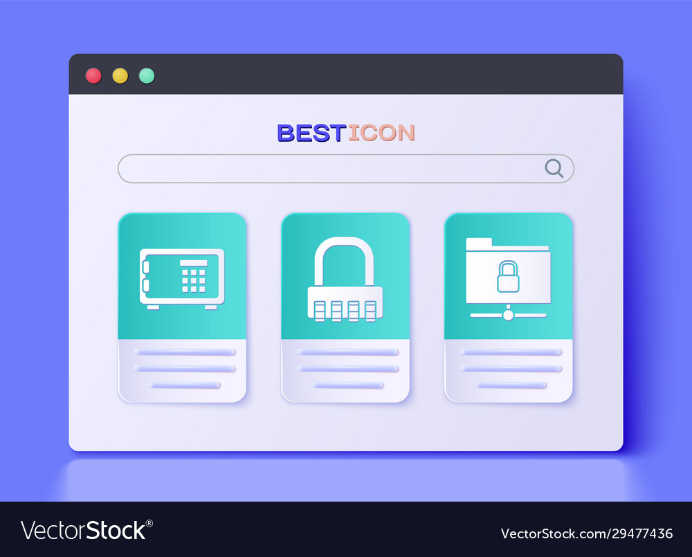 Set safe combination lock and ftp folder vector image Set safe combination lock and ftp folder