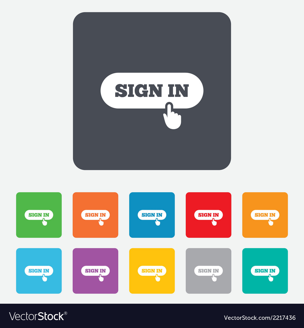 Sign in with hand pointer icon login symbol