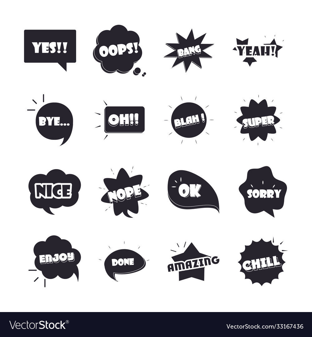 Slang bubbles different words and phrases