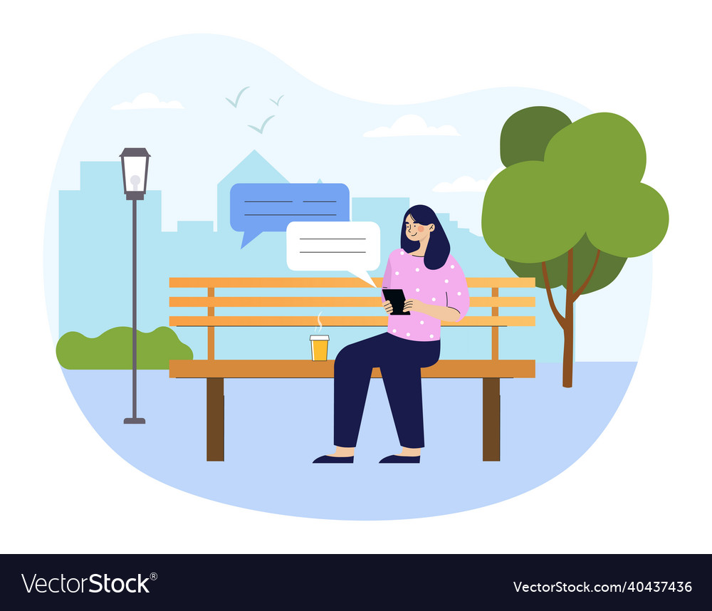 Woman using phone concept Royalty Free Vector Image