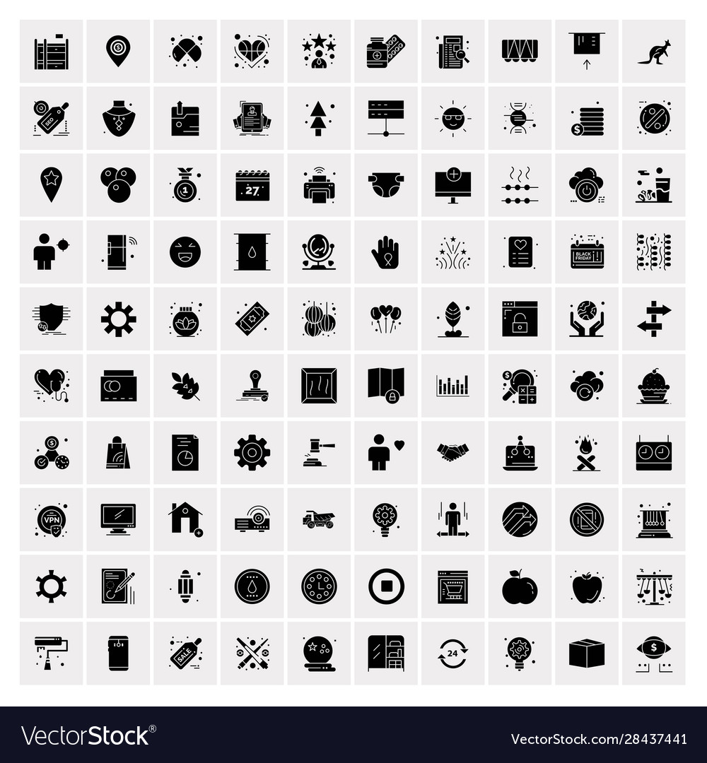 100 solid business icons for web and print