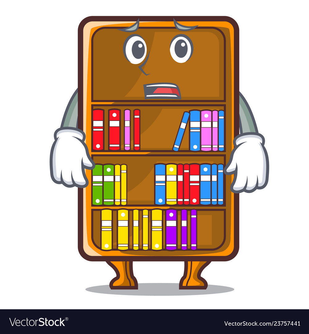 Afraid bookcase isolated in the with characters