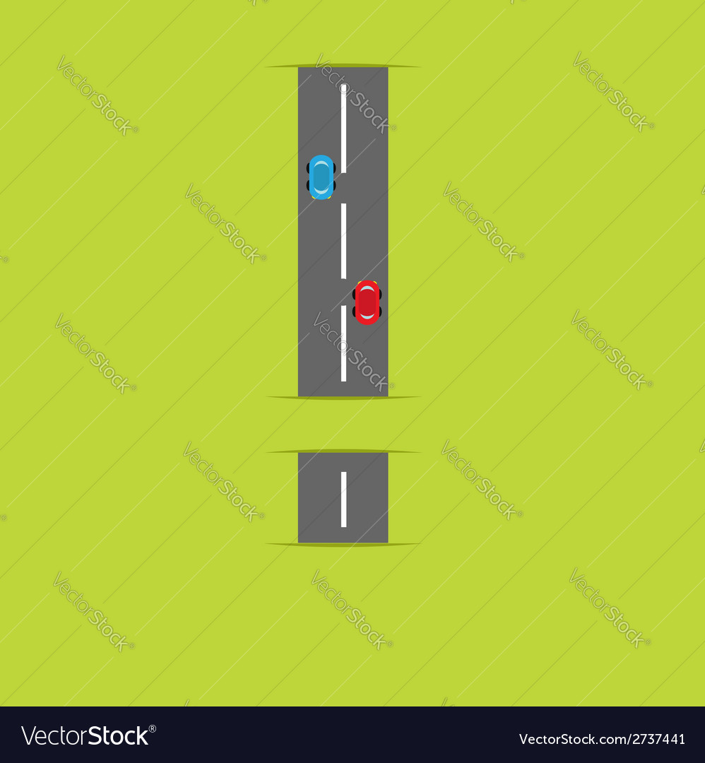 Background with road in shape of exclamation mark