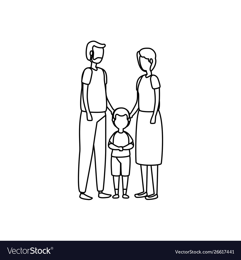 Cute grandparents couple with grandson Royalty Free Vector