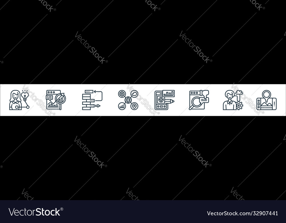 Digital transformation line icons linear set vector image Digital transformation line icons linear set