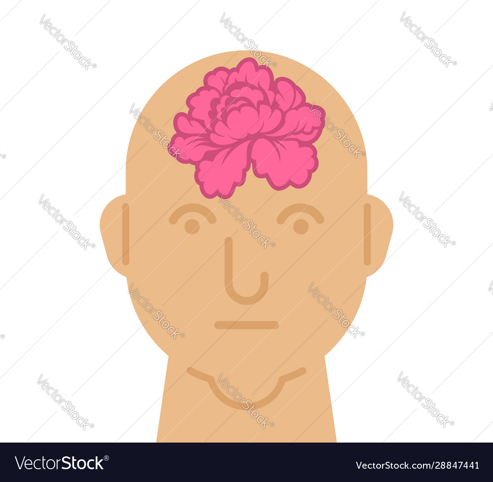 Flower inside head rose brain