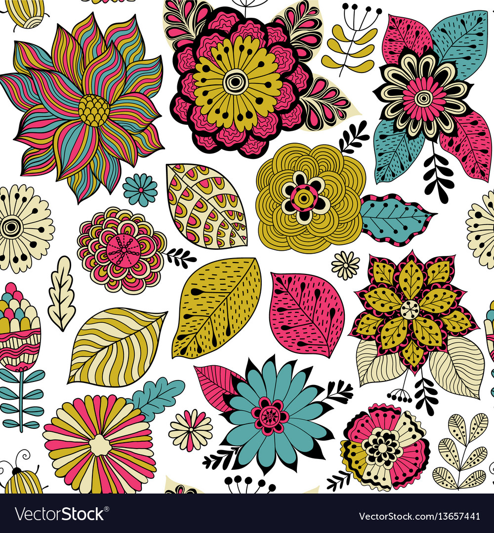 Flower pattern colorful seamless botanic