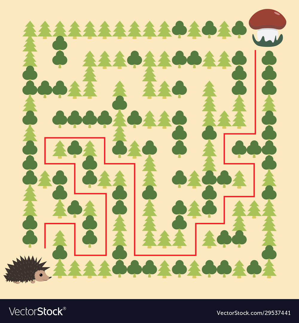 Hedgehog and mushroom maze educational game