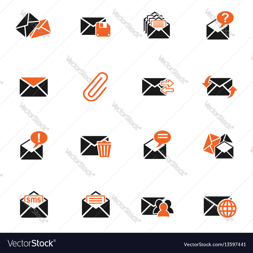 Mail and envelope icon set vector image Mail and envelope icon set