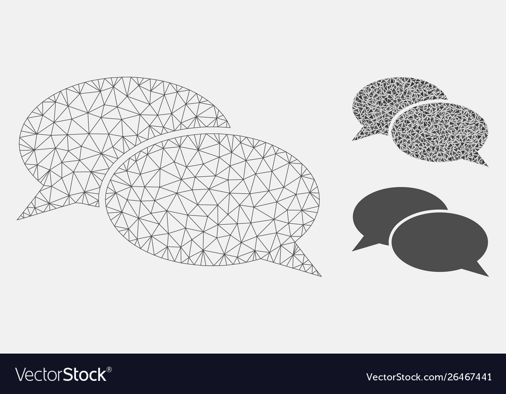 Message clouds mesh carcass model vector image Message clouds mesh carcass model