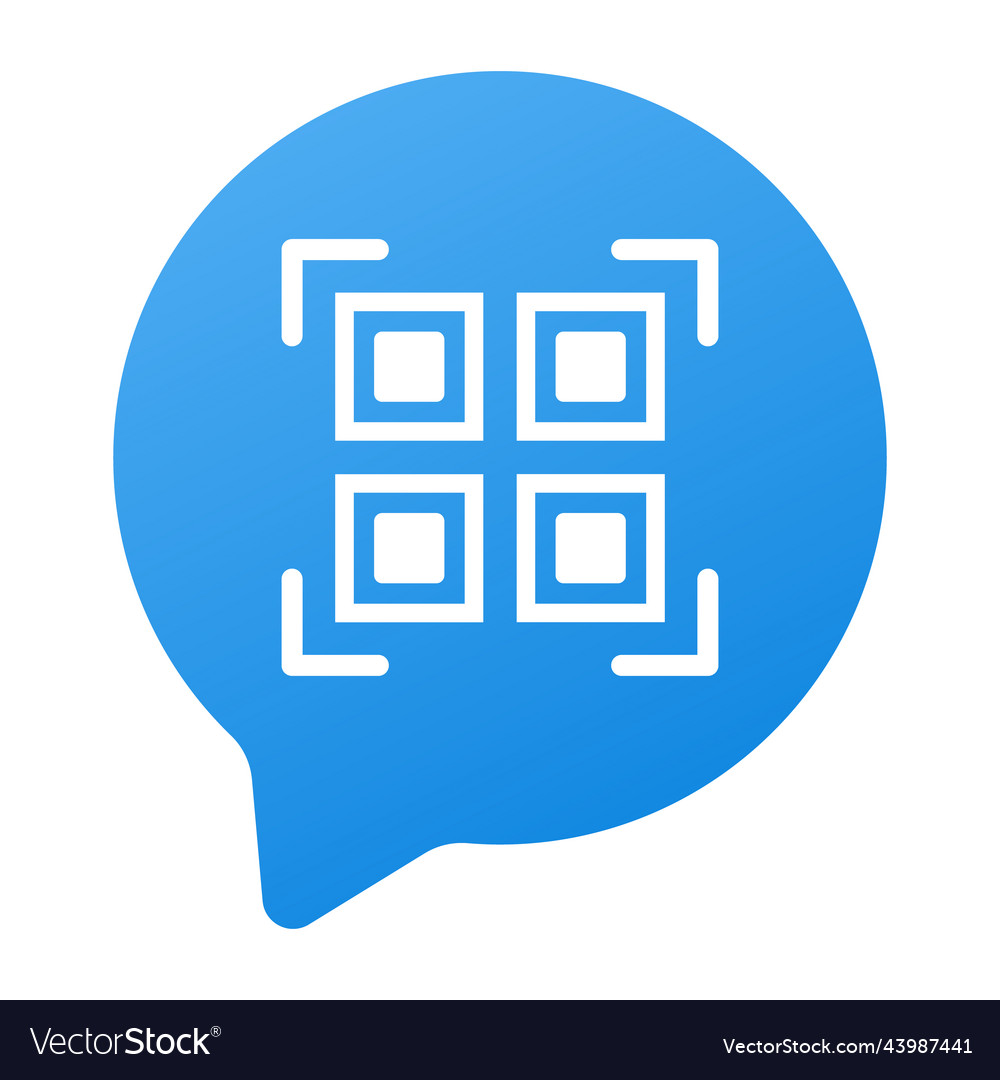 Qr code in speech bubble icon flat style