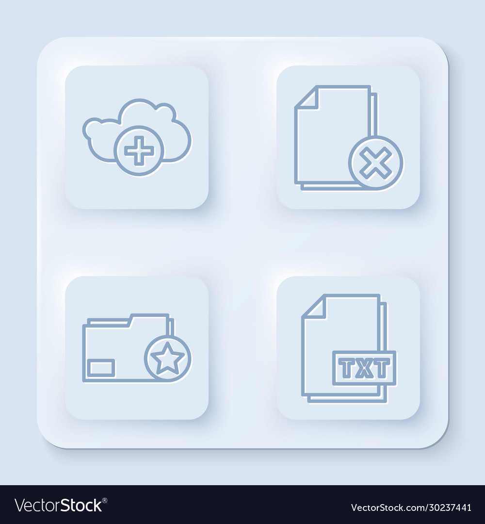 Set line add cloud delete file document vector image Set line add cloud delete file document