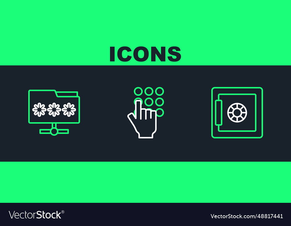 Set line safe folder with password vector image Set line safe folder with password