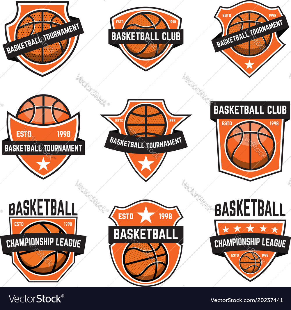 Set of basketball sport emblems design element Vector Image