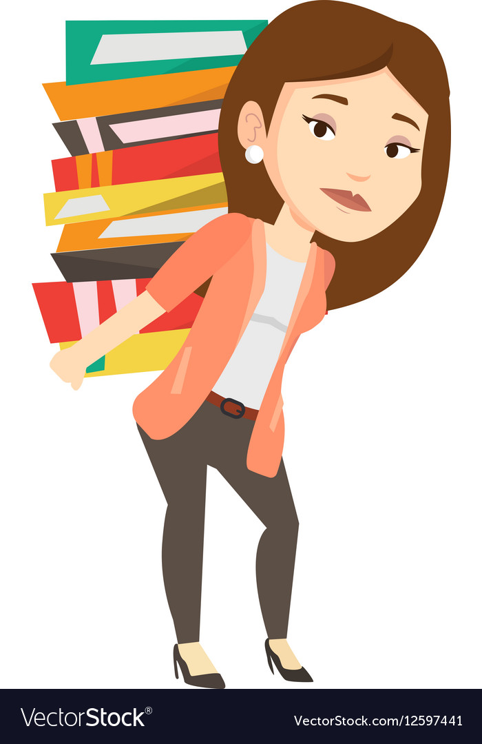 Student with pile of books Royalty Free Vector Image