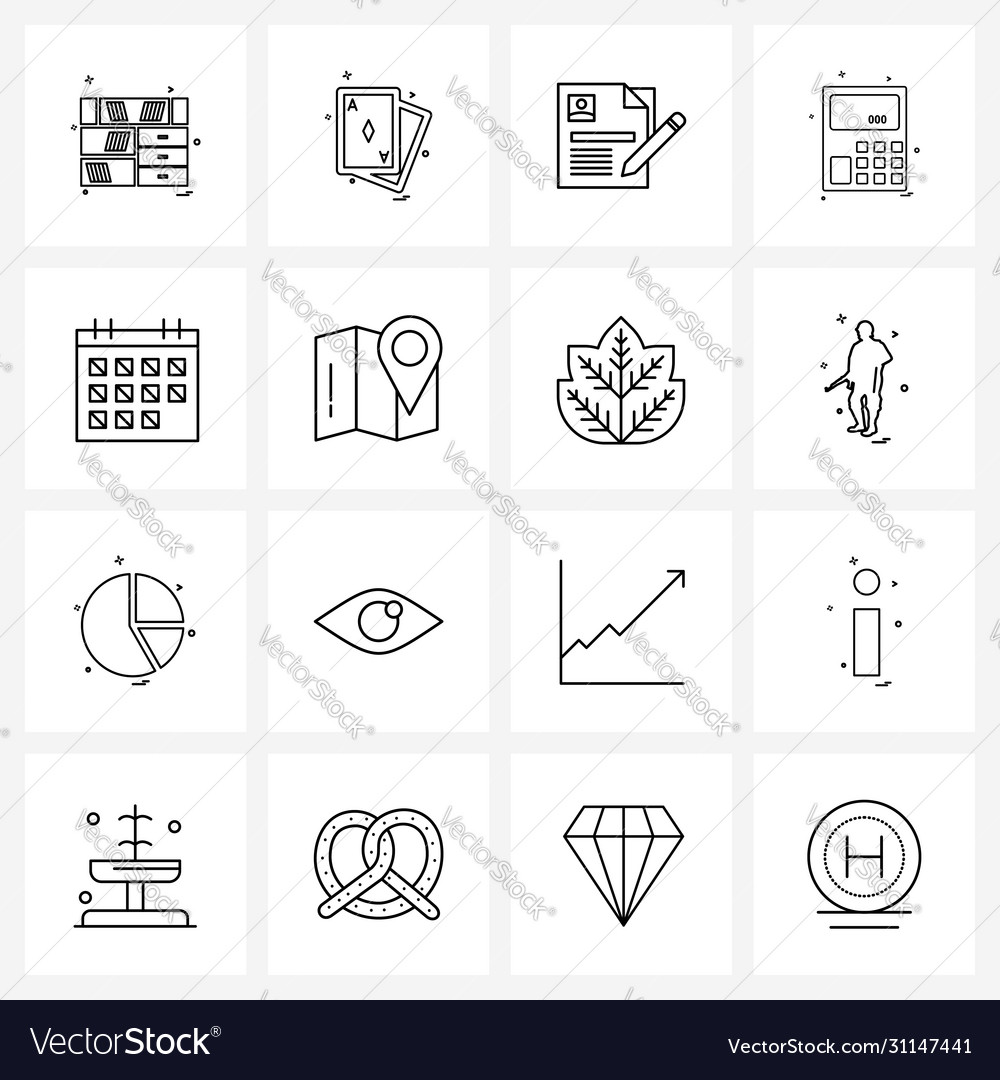 Ui set 16 basic line icons location on map