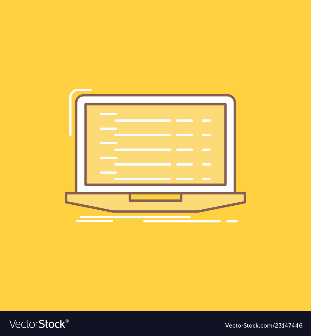 Api app coding developer laptop flat line filled vector image Api app coding developer laptop flat line filled