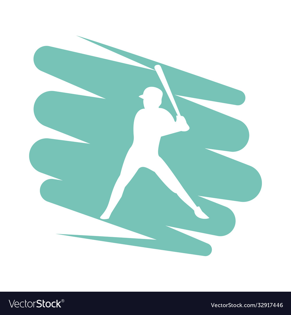 Athletic man practicing baseball sport silhouette