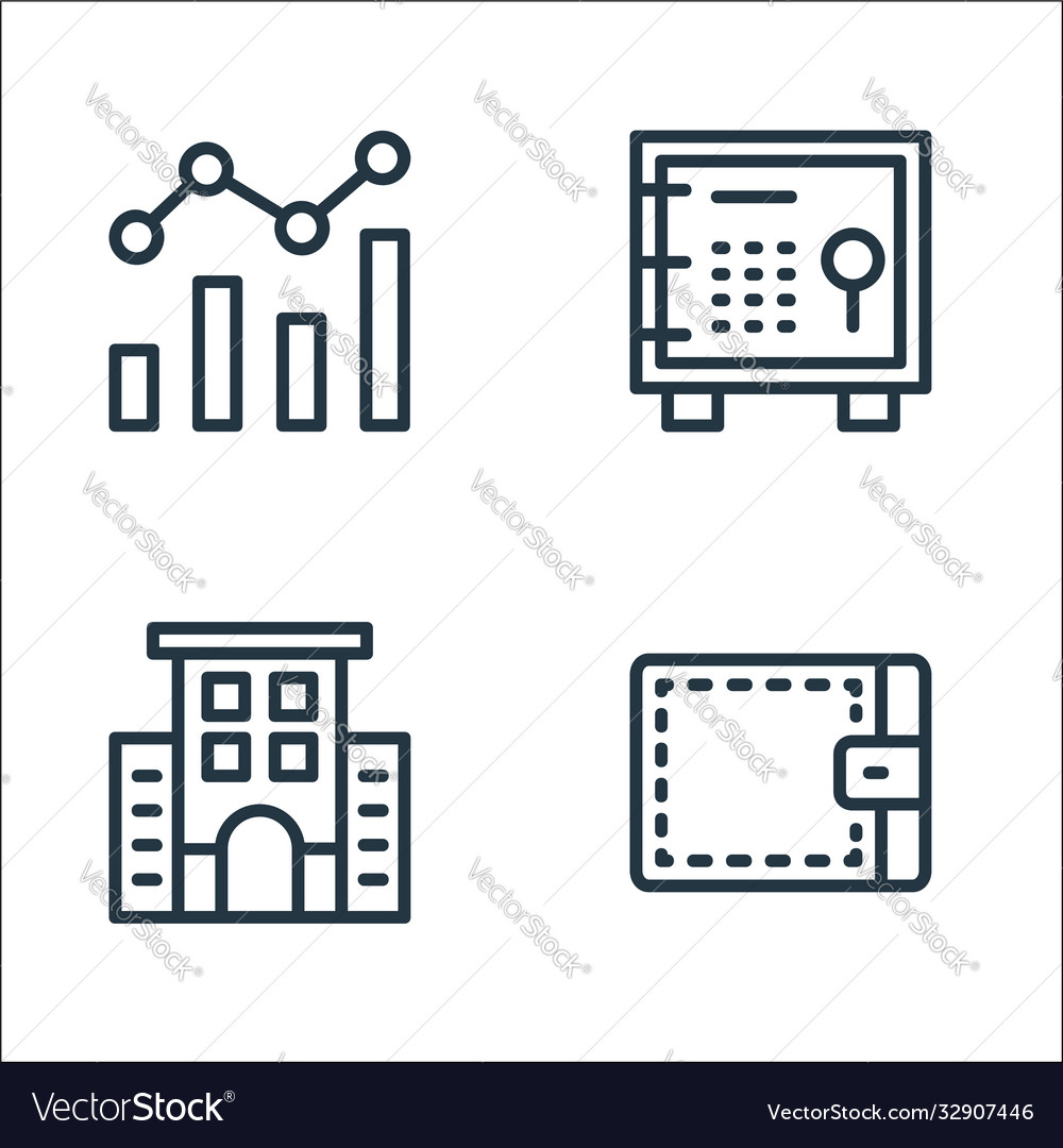 Banking and finance line icons linear set quality vector image Banking and finance line icons linear set quality