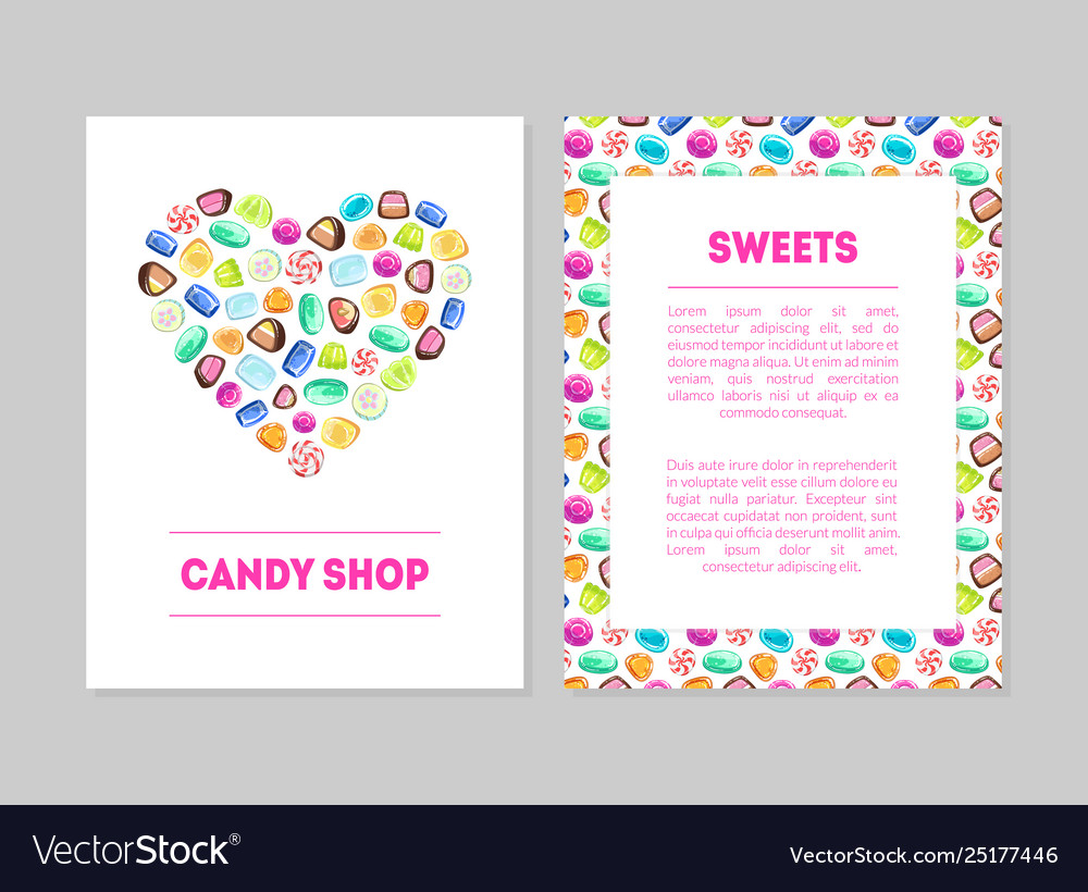 Candy shop banner templates set with colorful