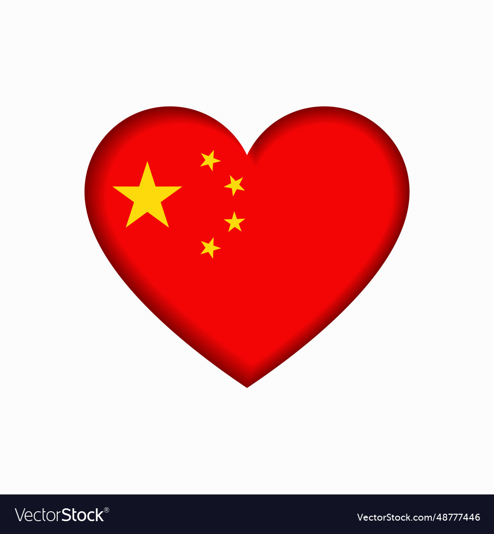 Chinese flag heartshaped sign Royalty Free Vector Image
