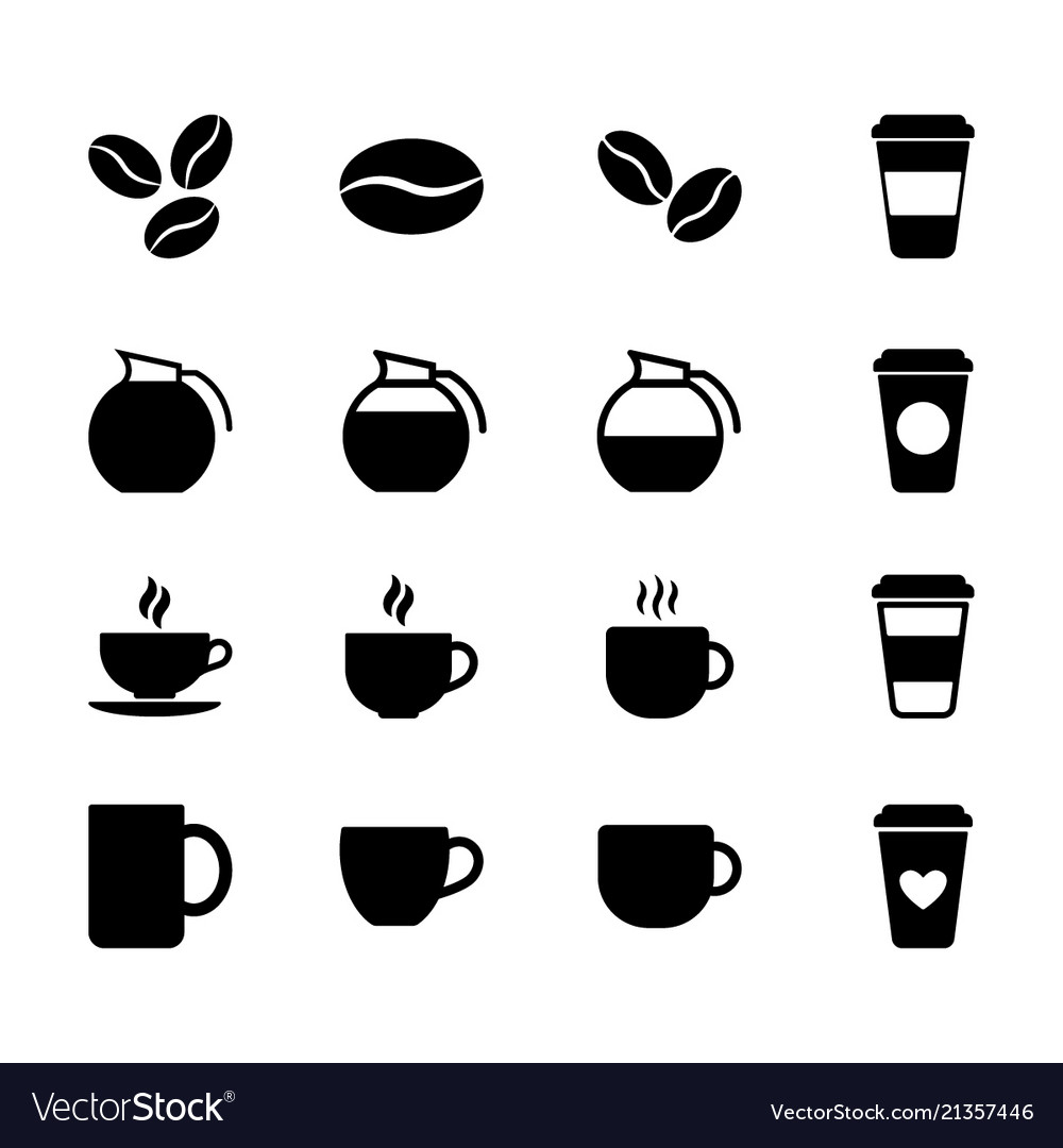 Kaffee Icon Set - Flacher Stil