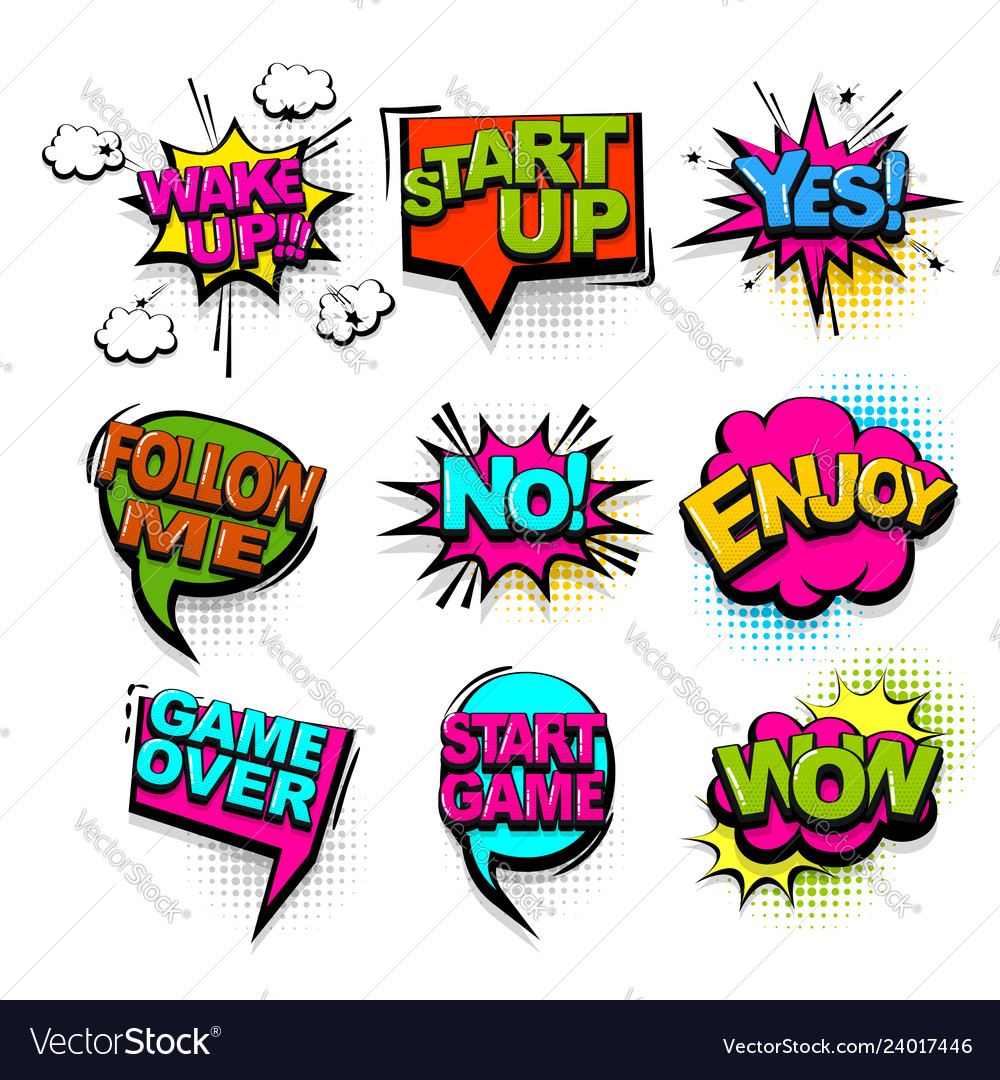 Comic text collection sound effects pop art style