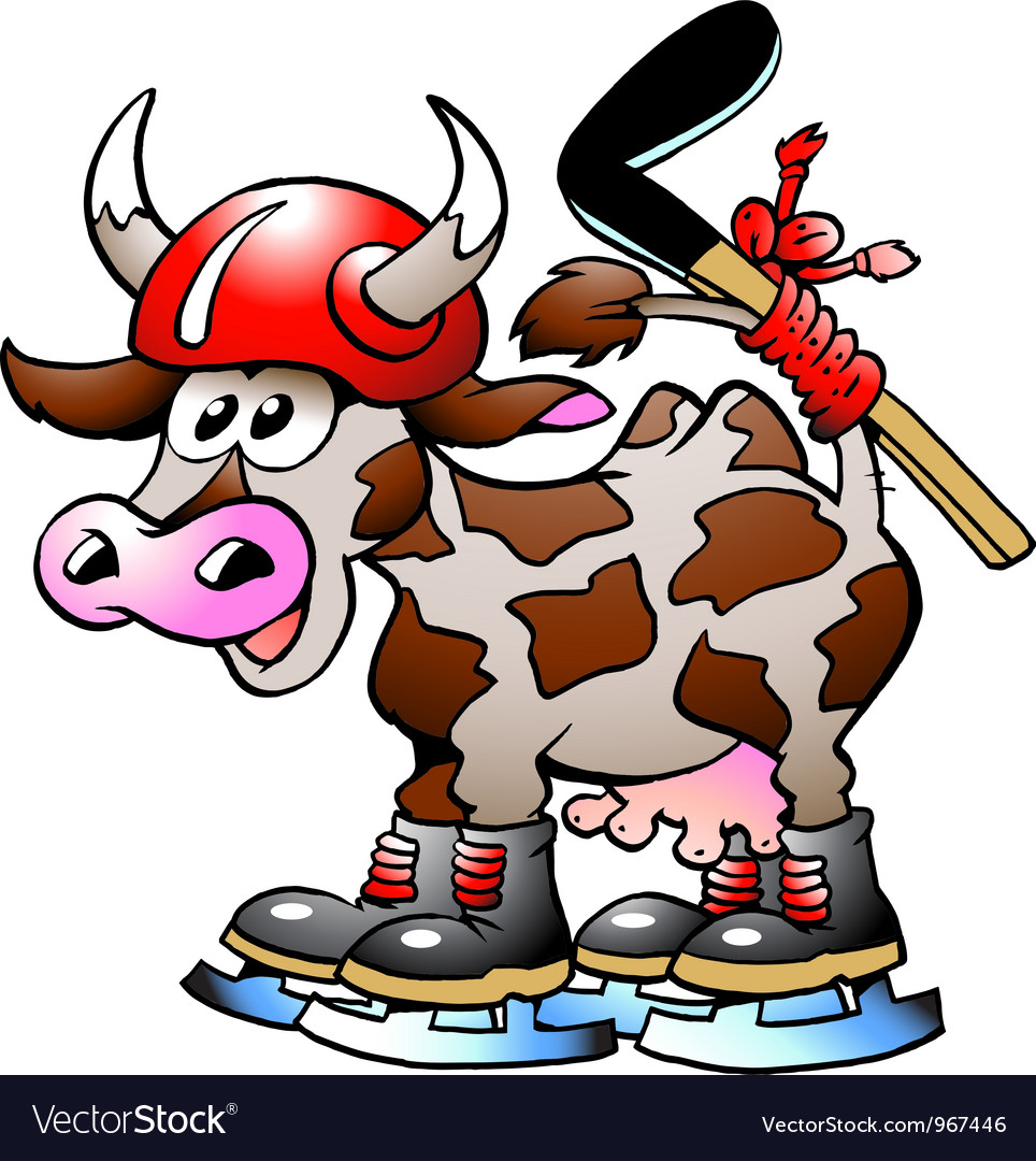 Cow playing hockey sport Royalty Free Vector Image