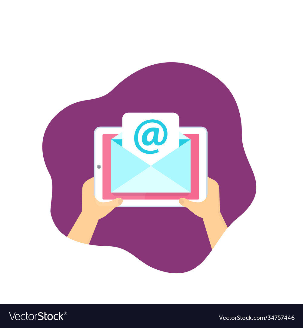 Email service mail message on tablet screen vector image