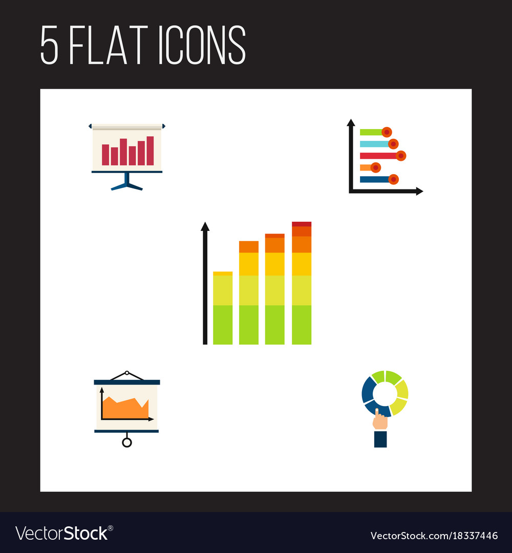 Flat icon graph set of pie bar infographic
