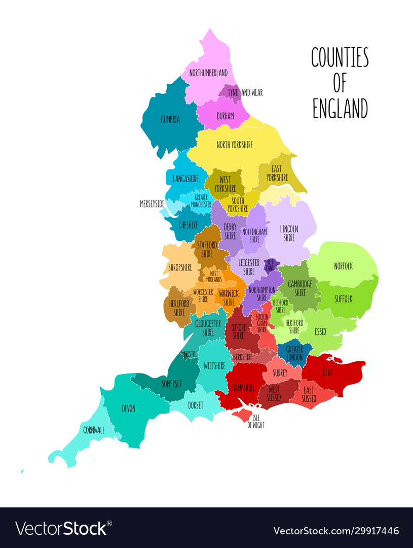 English Counties On Map Hand Drawn Map England With Counties Royalty Free Vector